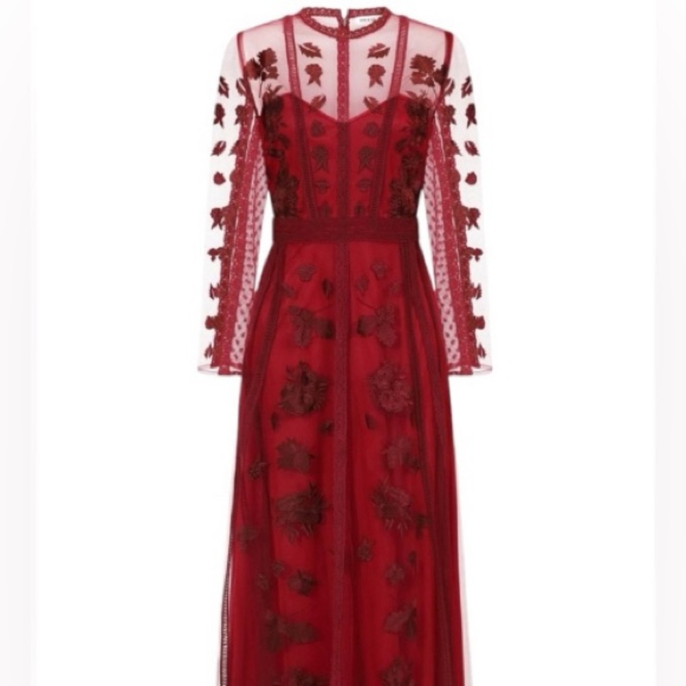 Frock and Frill Lace long sleeve lined maxi dress. New with tags. US Sz 4